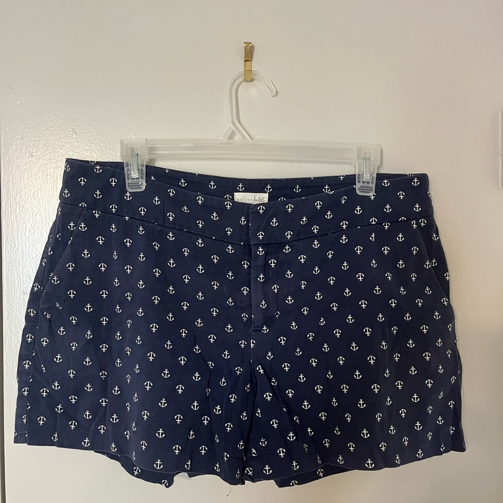 Maison Jules Navy Blue Anchor Print Nautical Chino Shorts Size 6